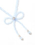 True Decadence beaded bow choker necklace in pale blue