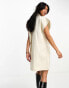 ASOS DESIGN twill boxy sleeveless shirt mini dress with contrast stitch in cream