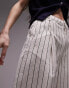 Topshop stripe wide leg turn back hem trourser in ecru