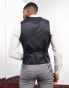 Noak skinny premium fabric waistcoat in blue micro texture with stretch