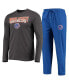 Комплект пижамы Concepts Sport Royal and Heathered Charcoal Boise State Broncos Meter Long Sleeve T-shirt and Pants Sleep Set