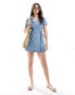 ASOS DESIGN soft denim wrap dress in blue gingham