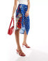 Never Fully Dressed Jaspre wrap midaxi skirt co-ord in blue bandana print