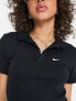 Nike Essential mini swoosh short sleeve polo top in black