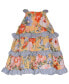 Baby Girls Mixed Print Bow Shoulder Dress with Ruffled Tiers