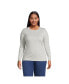 Plus Size Long Sleeve Lightweight Jersey Crew Neck Top