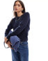 Vero Moda round neck knitted jumper in navy melange