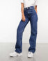 Weekday Rowe extra high waist regular fit straight leg jeans in nobel blue