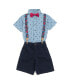 Boys Spider-Man Button Down Shirt Twill Pants Suspenders and Bow-Tie 4 Piece Outfit Set to