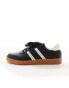 Armani Exchange double logo stripe gum sole trainers in black/off white