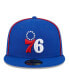 Men's Royal Philadelphia 76ers Piped and Flocked 59Fifty Fitted Hat