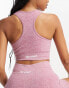 Urban Threads seamless racer back sports crop top in pink