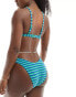 ASOS DESIGN mix and match towelling triangle bikini top in blue and green stripe