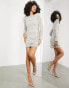 ASOS EDITION tonal crystal placement embellished bodycon mini dress in pale grey