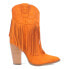 Dingo Crazy Train Fringe Embroidery Snip Toe Cowboy Booties Womens Orange Casual