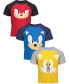 Toddler Boys Sonic The Hedgehog Tails Knuckles 3 Pack T-Shirts Knuckles / Sonic / Tails