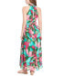 Women's Floral-Print Wrap-Neck Tie-Front Halter Maxi Dress