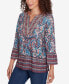 Petite Embellished Placket Paisley Print Slub Jersey Top