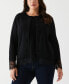 Plus Size Lace Trim Long Sleeve Button Cardigan Sweater