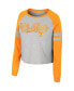 Women's Heather Gray Tennessee Volunteers I'm Gliding Here Raglan Long Sleeve Cropped T-shirt