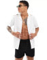 Another Influence beach shirt co ord with taping in white