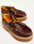 Timberland premium elevated platform 3 eye boat shoes in burgundy full grain leather