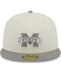 Men's Stone, Gray Mississippi State Bulldogs Chrome & Concrete 59FIFTY Fitted Hat