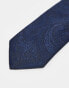 ASOS DESIGN slim tie with paisley print in navy