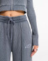 ASOS Weekend Collective co-ord waffle wide leg jogger with logo in acid washed grey