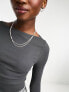 New Look scoop hem slash neck top in dark grey