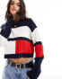 Tommy Jeans colour block badge jumper in white - WHITE