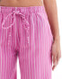 Stradivarius STR linen look pull on trouser in pink stripe