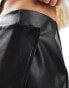 ASOS DESIGN wrap front leather look mini skirt in black