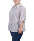 Plus Size 3/4 Roll Tab Sleeve Cotton Blouse