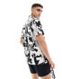 ASOS DESIGN relaxed revere shirt in mono abstract print