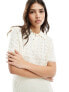 ASOS DESIGN knitted polo top with stitch detail in cream