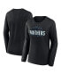 Women's Black Carolina Panthers Plus Size Foiled Play Long Sleeve T-Shirt