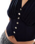 Morgan tailored gold button detail waistcoat in navy