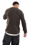 Jack & Jones fluffy rib high neck jumper in brown