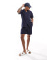 South Beach tonal seersucker stripe beach shirt co-ord in navy