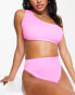 ASOS DESIGN mix and match sleek one shoulder bikini top in bright pink