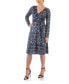 Women's Long Sleeve Knee Length Faux Wrap Dress