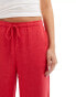 Stradivarius pull on trouser with linen in red