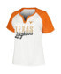 Women's White/Texas Orange Texas Longhorns Plus Size Best Squad Shimmer Raglan Notch Neck T-Shirt