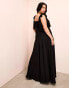 ASOS LUXE Curve chiffon tie shoulder maxi dress in black