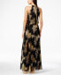 Metallic-Print Pleated Blouson Gown