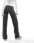 Bershka crinkle flared trousers in charcoal