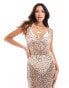 Kaiia sequin crochet maxi beach dress in gold