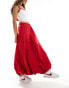 ASOS DESIGN poplin bubble hem maxi skirt in red