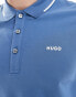 HUGO Red dinoso tipped polo shirt in blue